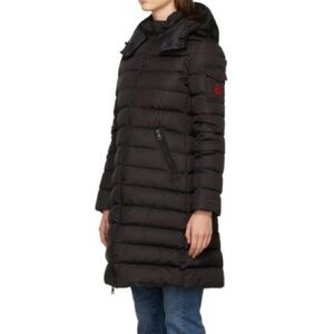Preowned Moncler Lemenez born to protect long down coat size 2